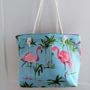 Flamingo Handmade Rope Handled Bag